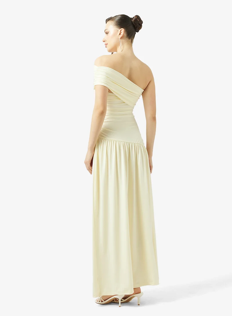 Ginger One Shoulder Draped Dress with Trail